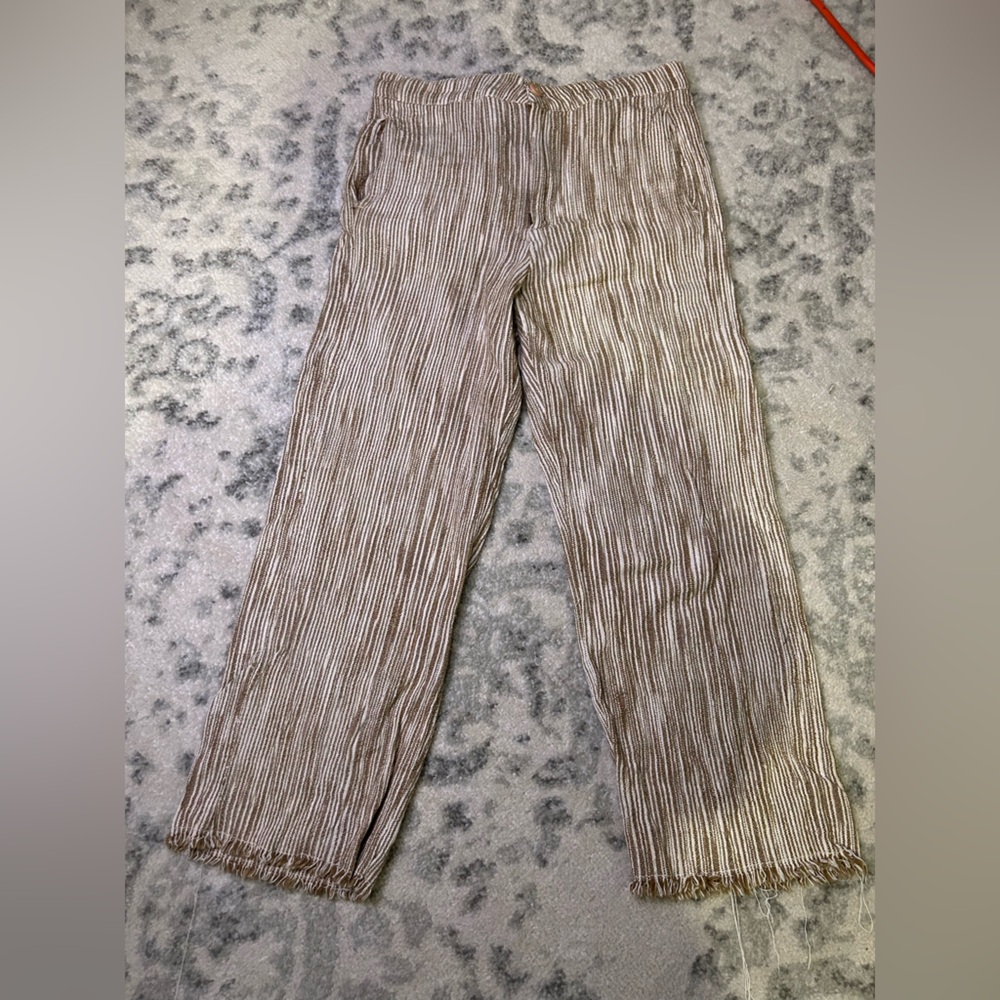 Free People Marta Yarn Stripe Dyed Trouser Pants size 4 100% cotton - Picture 2 of 12